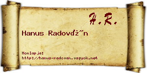 Hanus Radován névjegykártya